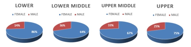Barracudas 2023 Gender Pay Gap Report pie charts