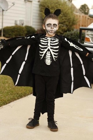 Homemade skeleton bat Halloween costume