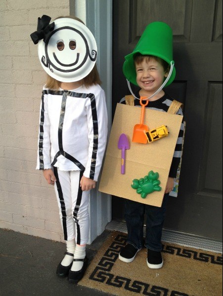 Stickman and sandbox Halloween costumes for kids