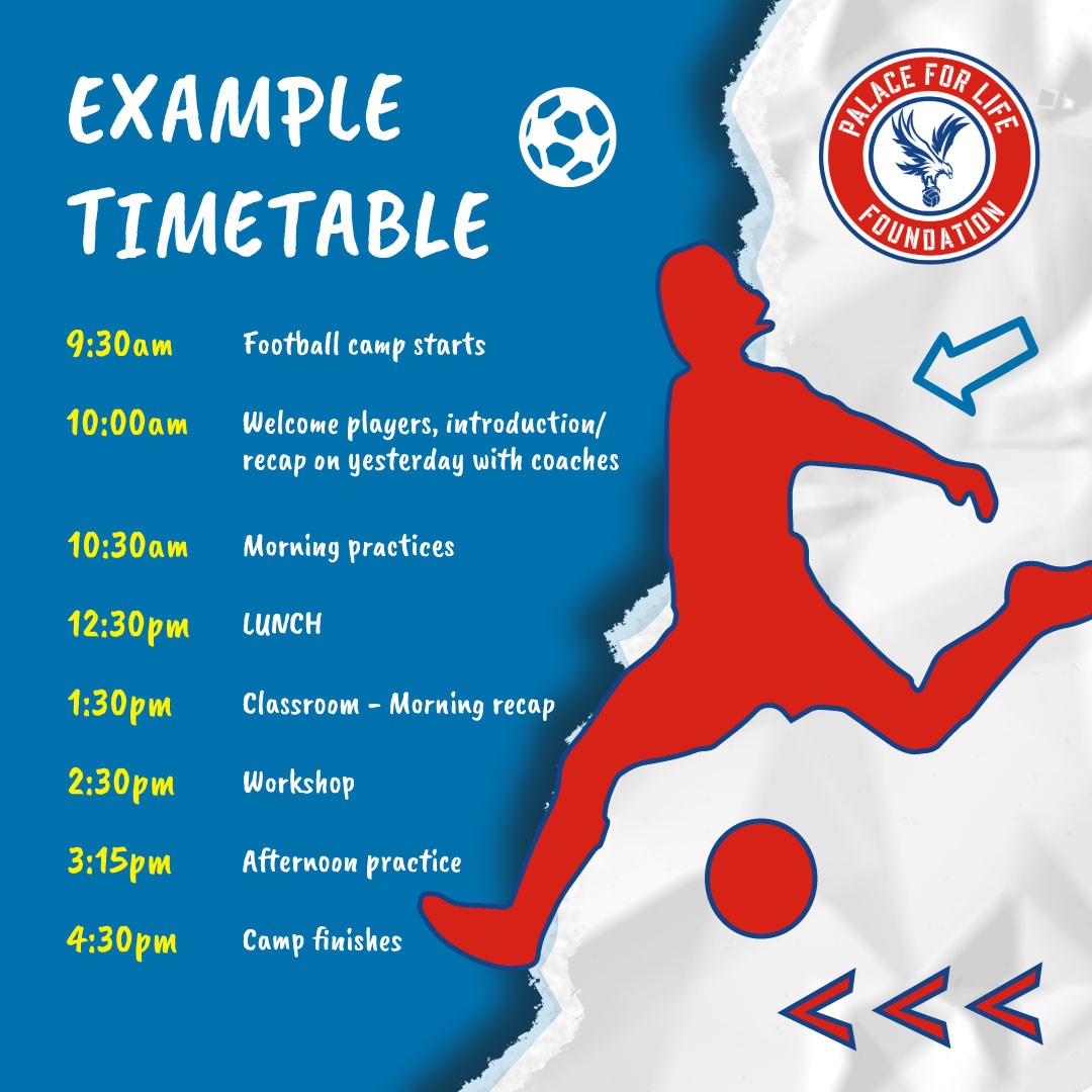 Palace for Life Foundation football course example timetable