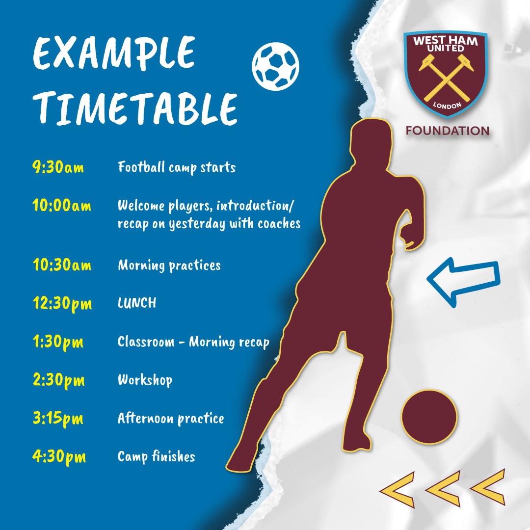 West Ham United Foundation football camp example timetable